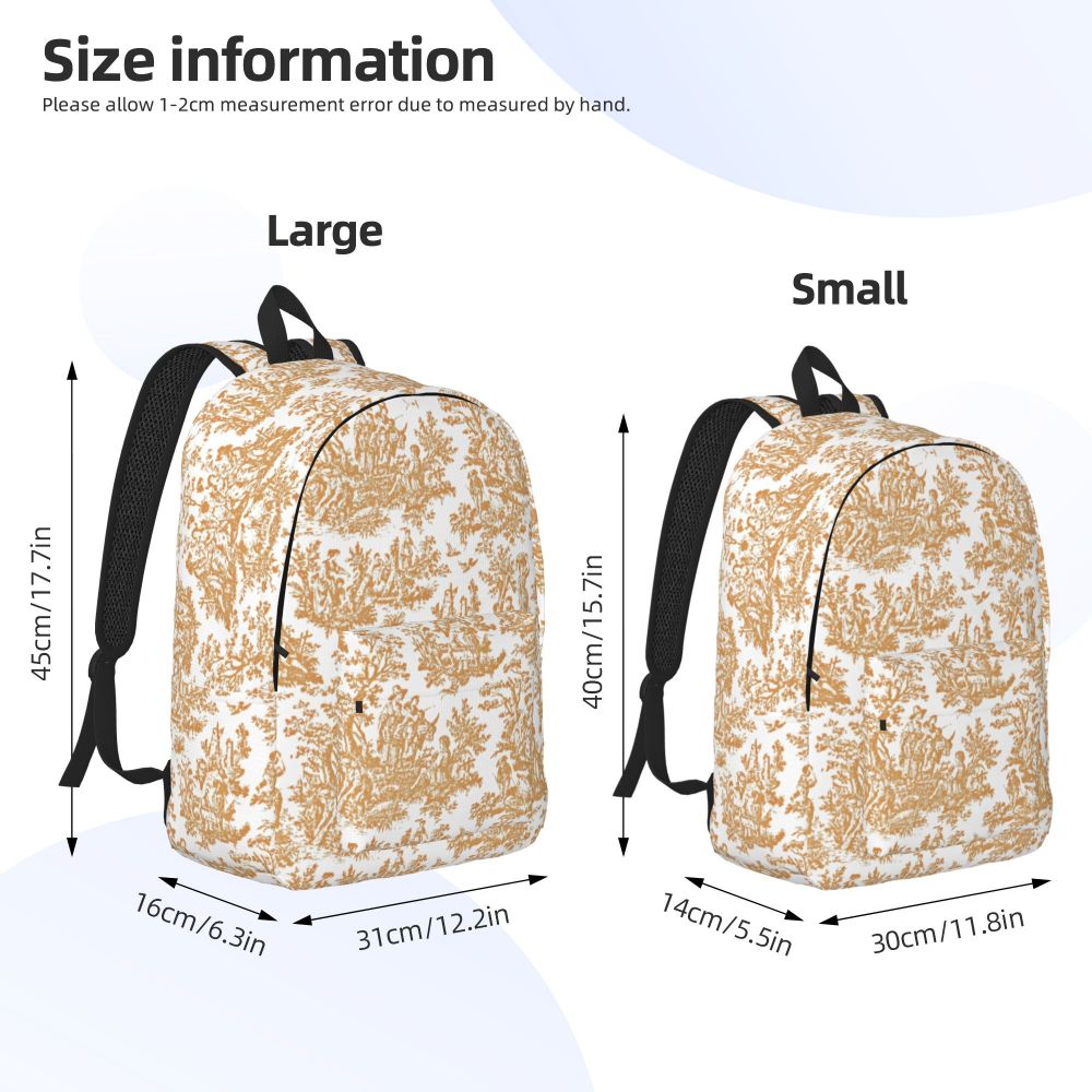 Personalized Navy Blue Toile De Jouy Canvas Backpacks Men Women Basic Bookbag for School College French Countryside Floral Bags