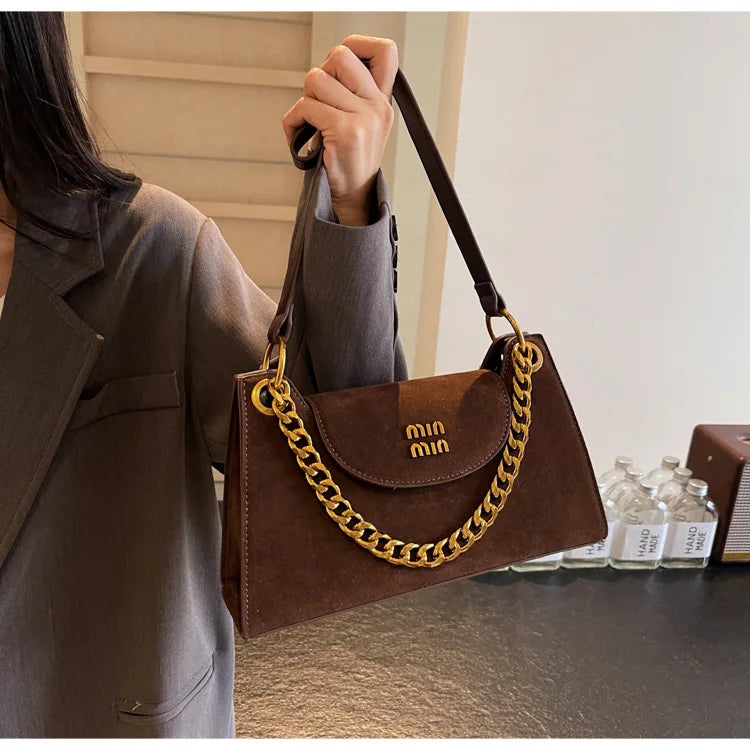 Metal Letter Designer Brand Handbags Top Handle Luxury Shoulder Bags Solid Color Elegant Crossbody Bags Fashion Bags For Women