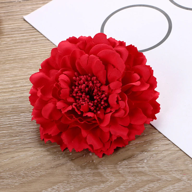 Flamenco Flowers For Hair DIY Headdress For Bridal Flocking Cloth Red Rose Flower Hairpin Hair Clip Party Hair Accessories