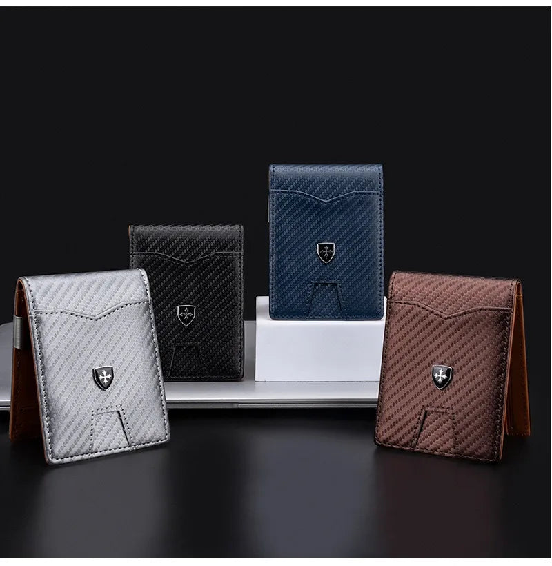 Minimalist men's wallet card bag new baellerry RFID anti-theft brush double fold cross leather card wallet  credit card holder