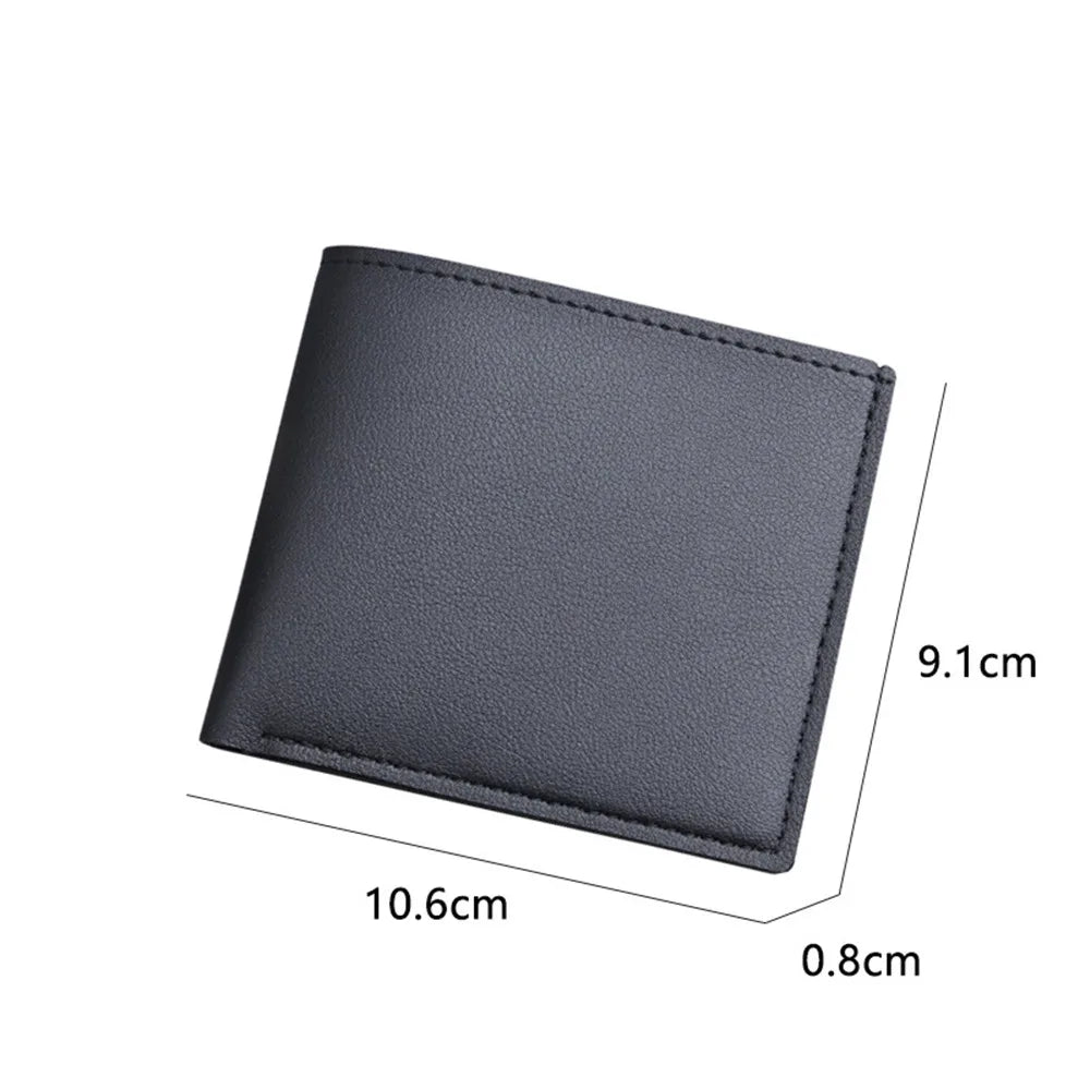 Fashion Men Short PU Leather Wallet Simple Solid Color Thin Male Credit Card Holder Small Money Purses Business Foldable Wallet