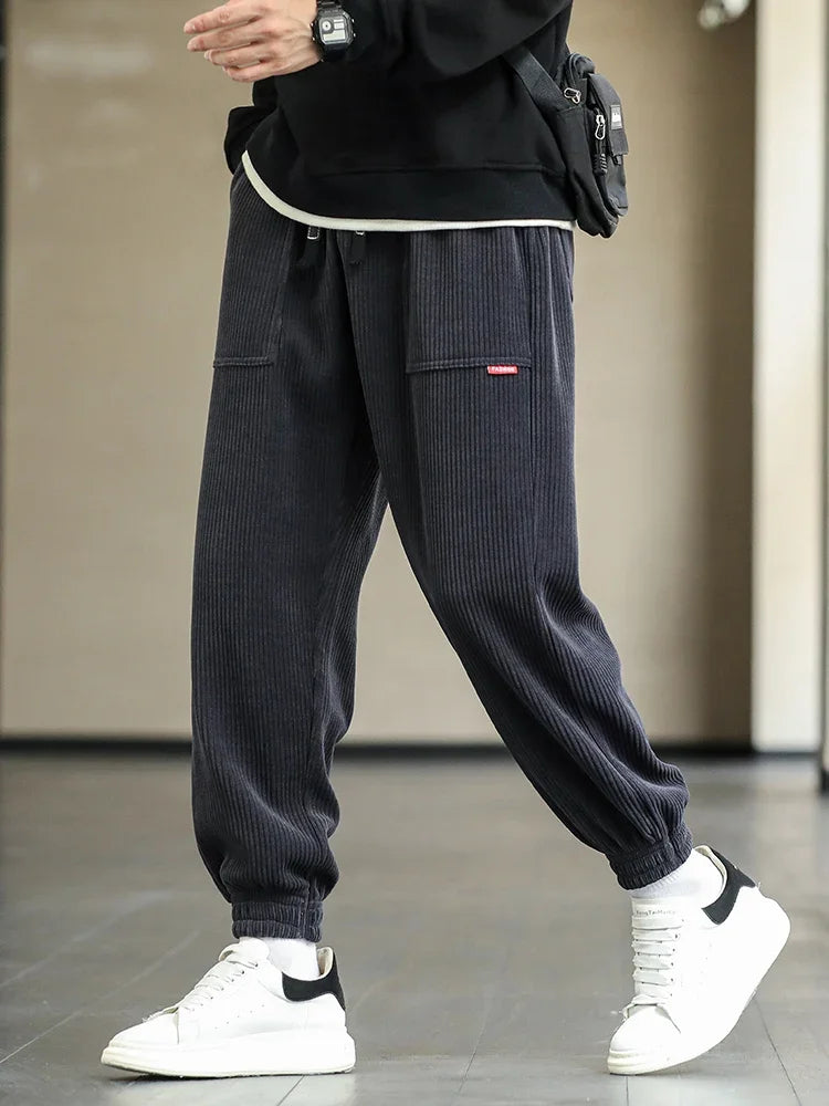 2024 New Autumn Winter Corduroy Sweatpants Men Baggy Joggers Fashion Streetwear Loose Casual Harem Pants Plus SIze 8XL