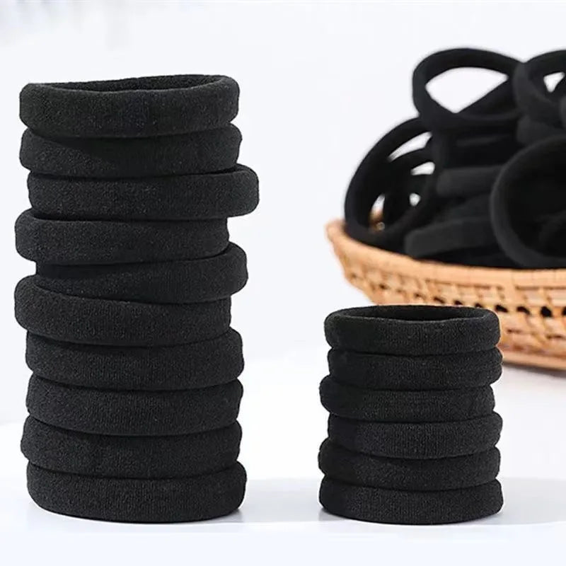 50pcs High Elastic Black Cloth Hair Bands for Women Girls Hairband Rubber Band Hair Ties Ponytail Holder Scrunchies Accessories