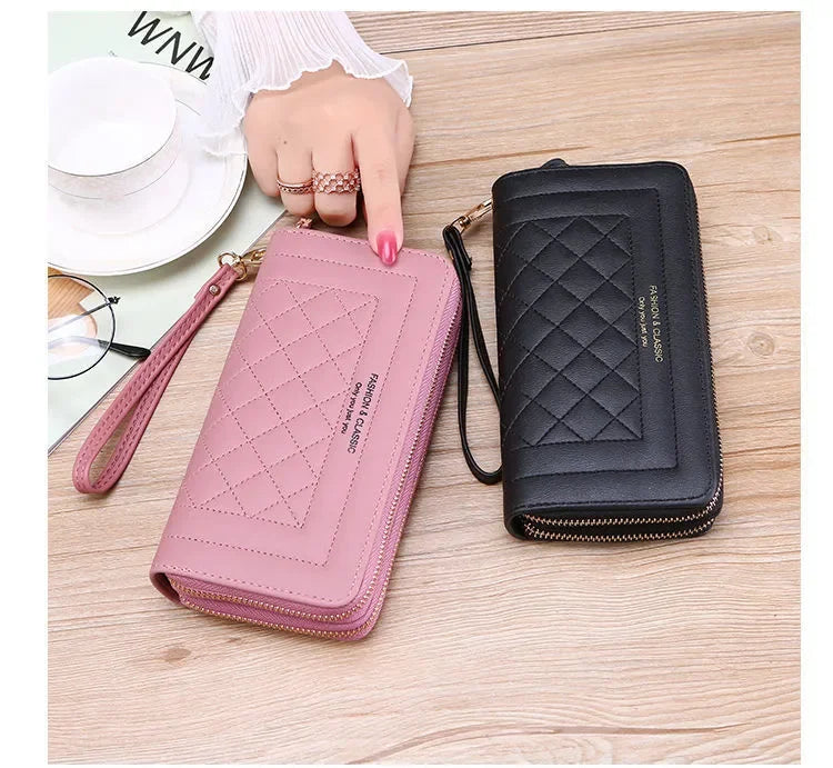 Long Wallet for Women Female Tassel Coin Purse Card Holder Wallets Double Zipper PU Leather Clutch Bags Luxury Money Phone Bag