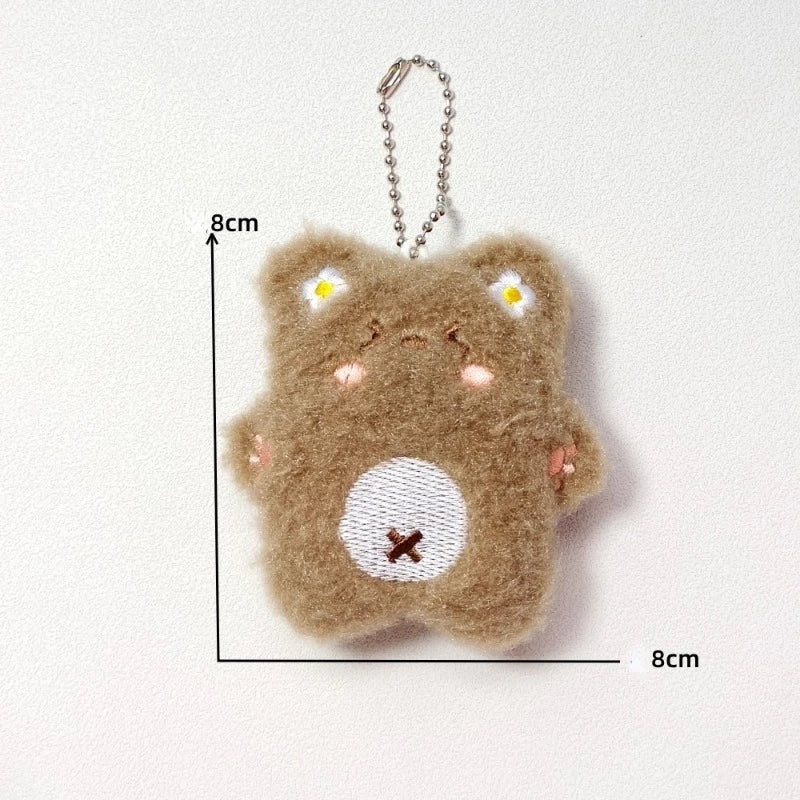 Soft Keychain Cartoon Bear Pendant Keychain Squeak Toy Cute Plush Stuffed Key Chains Bag Decorations Couple Friends Kids Gift