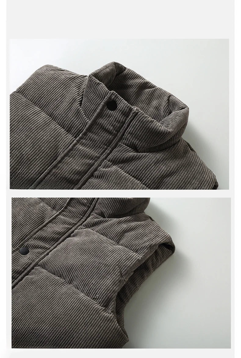 2024 Winter Trend Fashion Cashmere Cotton Vest Men's New Autumn and Winter Cotton Vest Thickened Thermal Vest Coat