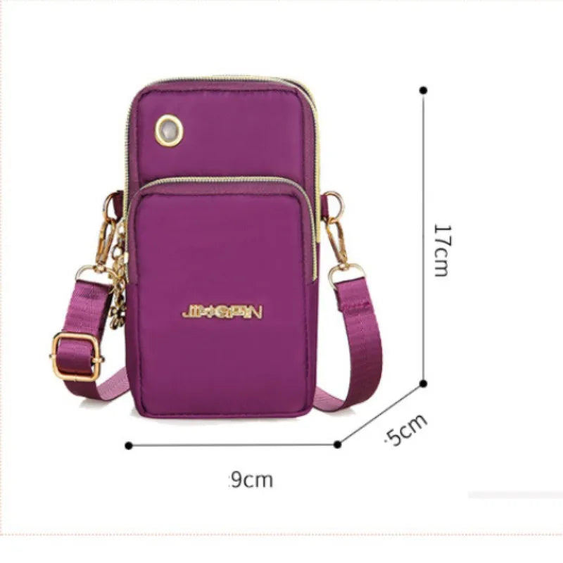 New 7 Color Mobile Phone Crossbody Bags for Women Fashion Women Shoulder Bag Cell Phone Pouch With Headphone Plug 3 Layer Wallet