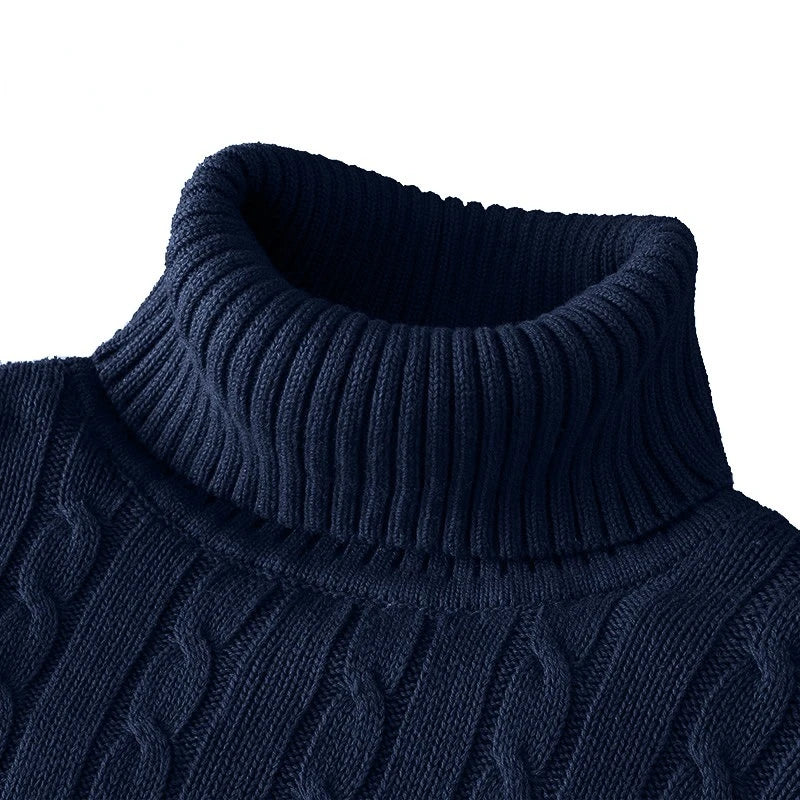 Pull pour homme automne et hiver, haut chaud en tricot fin et élastique, polyvalent, col haut, couleur unie, pull moulant