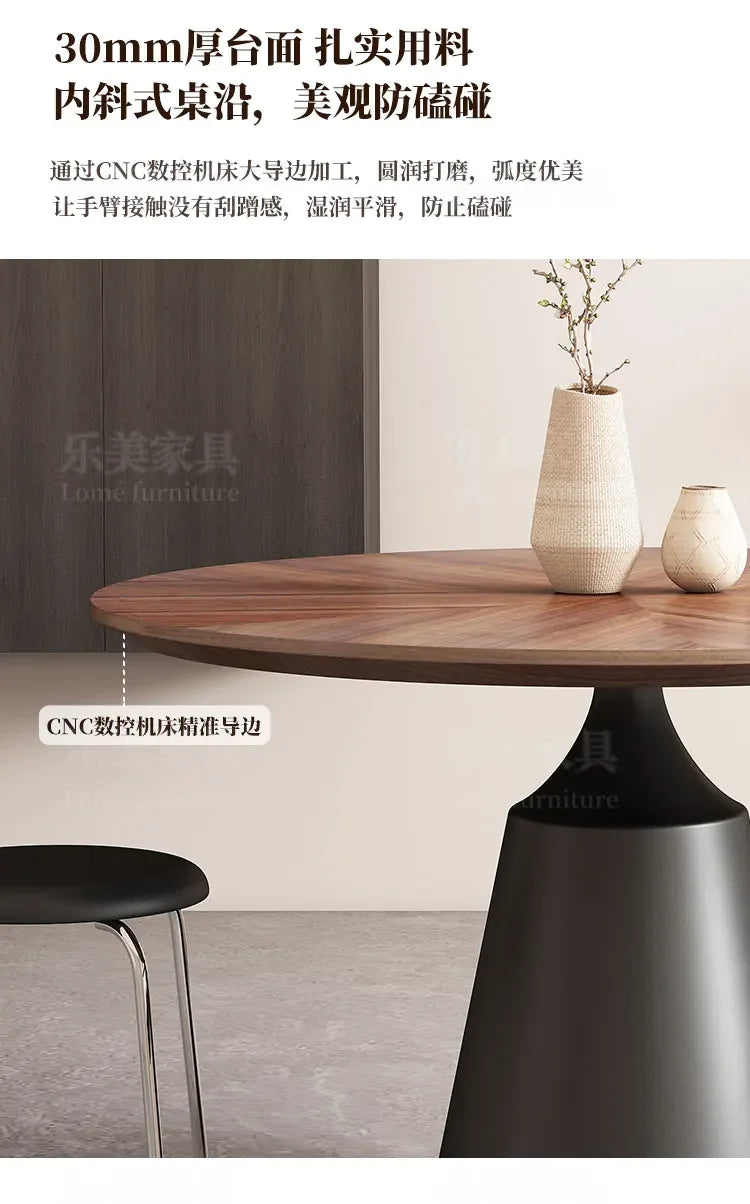 Italian Minimalist Dining Room Sets Black Dining Table Retro Restaurant Wooden Round Table Table A Manger Kitchen Furniture