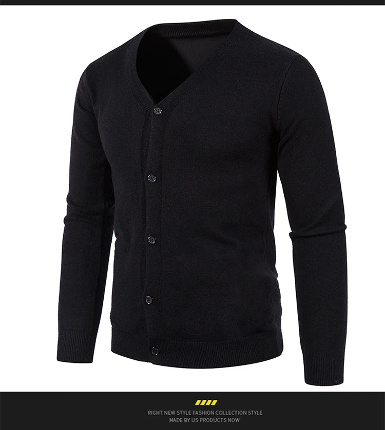 2024 M-5XL Automne Hommes Tricoté Cardigan Mince Col En V Basique Élastique Slim Fit Mince Pull Couleur Unie Décontracté Polyvalent Manteau