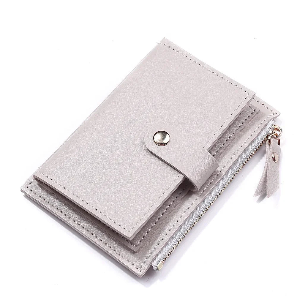 Portefeuilles tendance en cuir pour femmes, mini porte-monnaie solide, porte-cartes, petit portefeuille fin