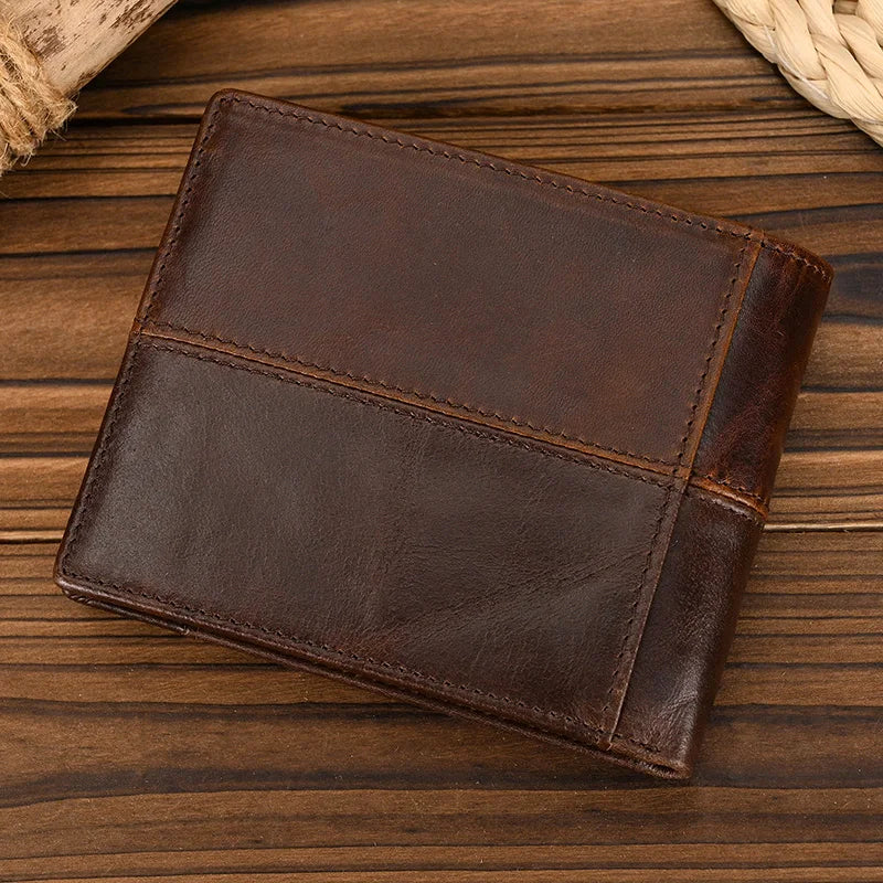 RFID Blocking Men's Business Wallet Thin Purse Male Card Holder With Zipper Coins Pocket Black Brown Male Wallets Short Coin Bag