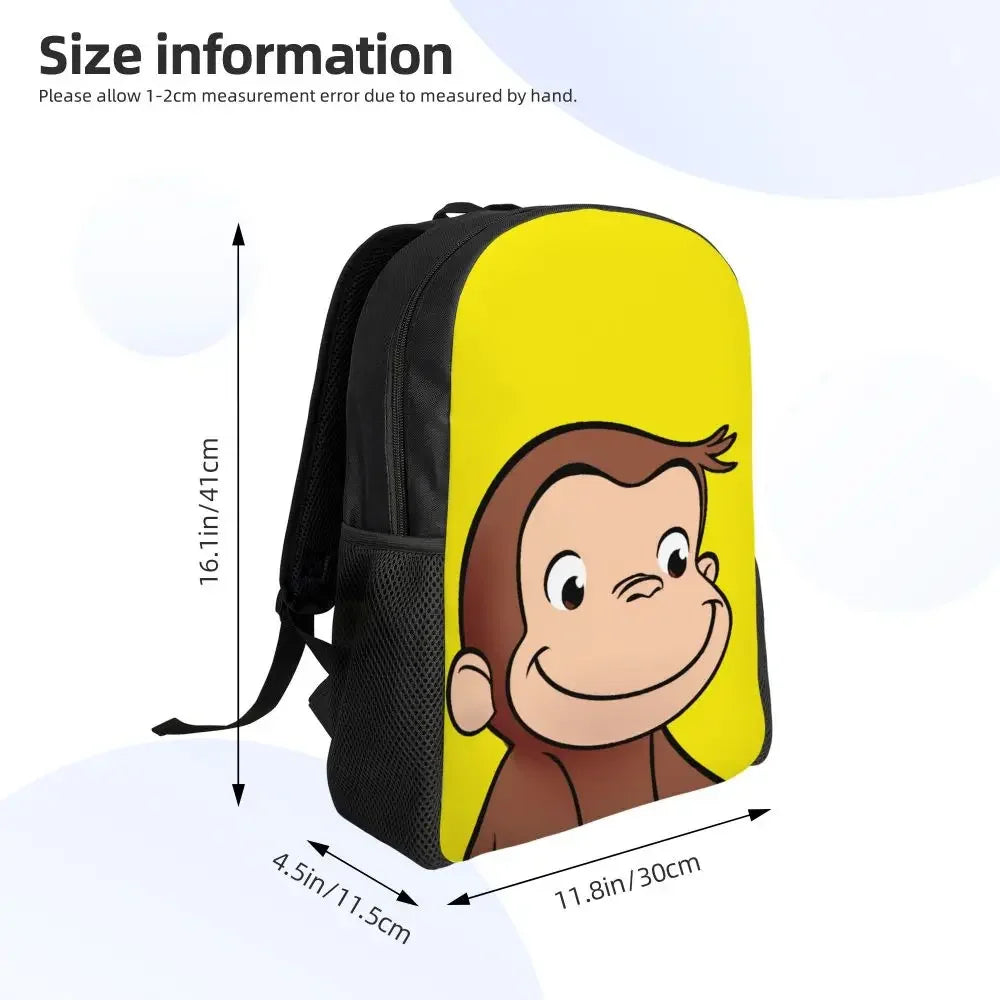 Customized Curious George Backpacks Women Men Casual Bookbag for School College Monkey Bags