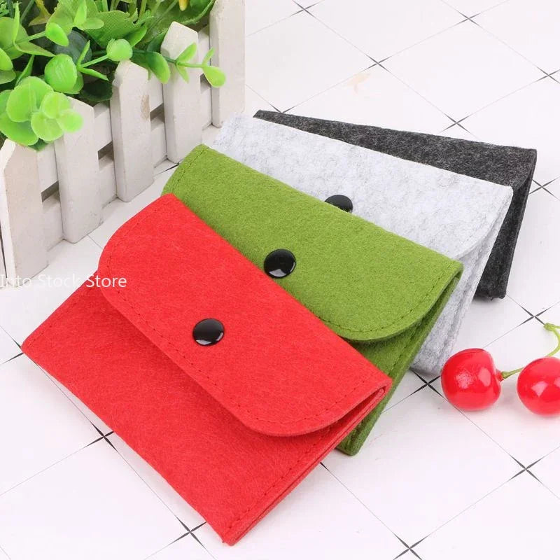 Unisex Felt Coin Purse Bag Women Girls Mini Zipper Coin Wallet Case Casual Square Money Change Card Key Holder Pouch