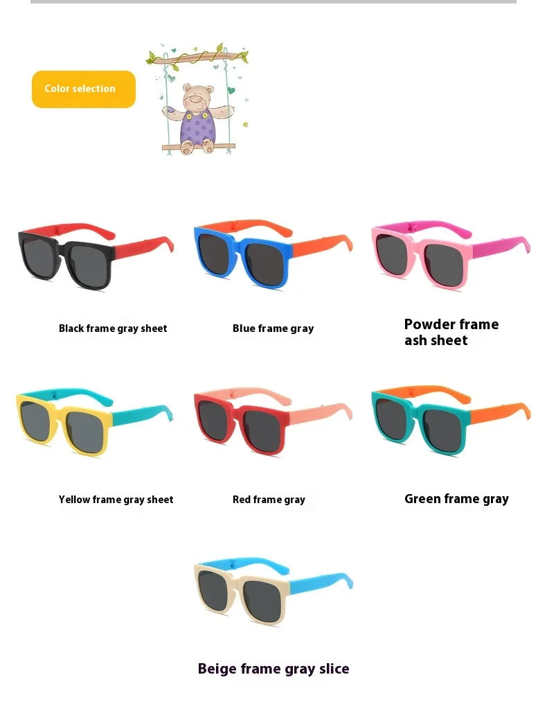 Folding Fashionable UV Resistant Baby Sunglasses New Box Art Children's Glasses Trend