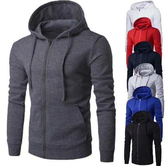 Sweat-shirt à manches longues pour homme, veste à capuche avec fermeture éclair, sweat-shirt à capuche pour homme, coupe ajustée, vêtements pour homme