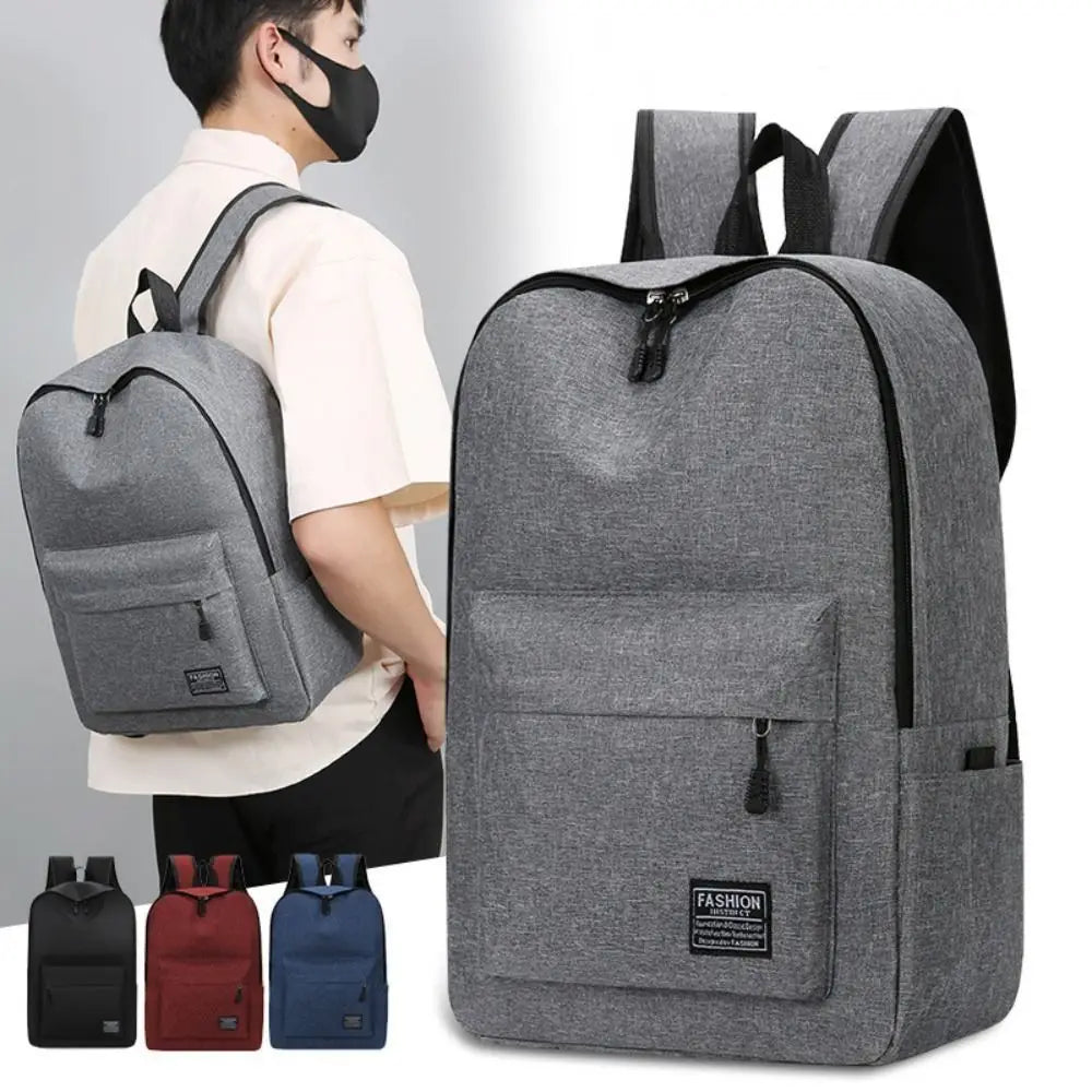 Trendy Oxford Cloth Versatile Backpack Black Grey 15 inches Computer Bag Washable School Student Backpack Unisex