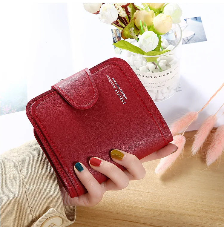 Women Wallets 2023 New Luxury Brand Red Black Small Mini Coin Purse Hasp Card Holder Lady Wallet Zipper Female Leather Buckle