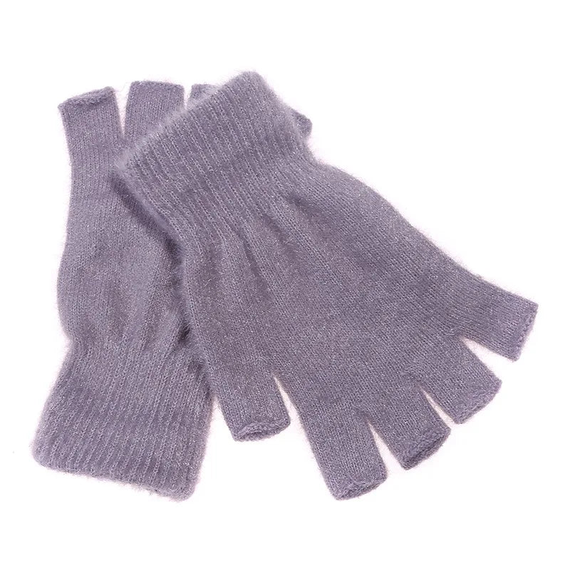 Women Men Half Finger Winter Imitation Mink Cashmere Gloves Touch Screen Writing Woolen Warm Mittens For Driving Outdoor Sports