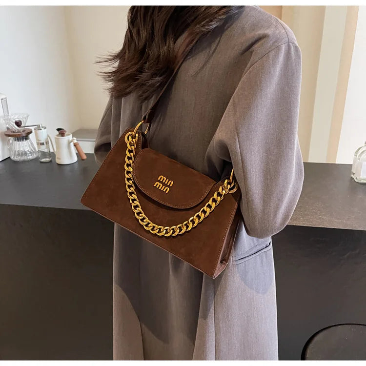 Metal Letter Designer Brand Handbags Top Handle Luxury Shoulder Bags Solid Color Elegant Crossbody Bags Fashion Bags For Women