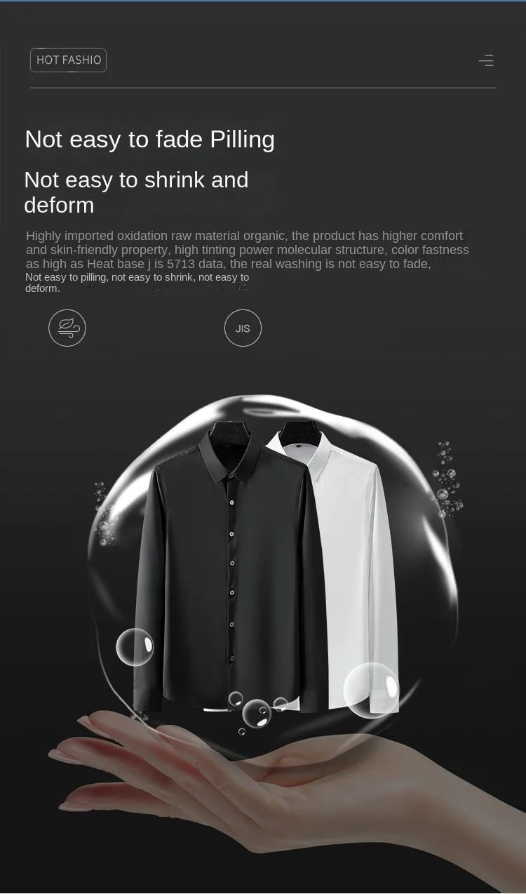 S-5XL Men's Shirt Long Sleeve Non iron Wrinkle Resistant Business Dress High end Professional Casual Suit White Shirt