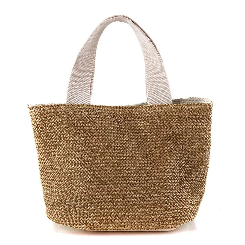 Fsahion Woven Ladies Straw Woven Handbag for Women's Holiday Beach Casual Tote Top-Handle Bags Handmade Retro Shoulder Bags 2024