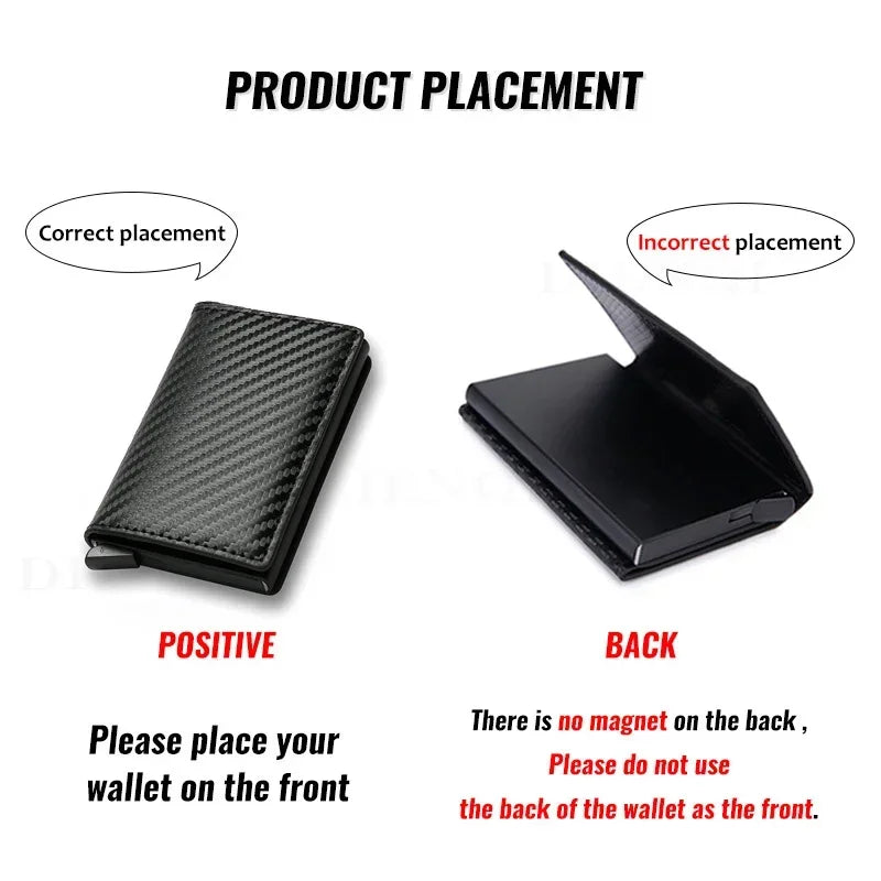 Carbon Fiber Slim Aluminum Men Wallet ID Credit Card Holder Mini RFID Wallet Automatic Pop Up Bank Card Case Black Wallet Purses