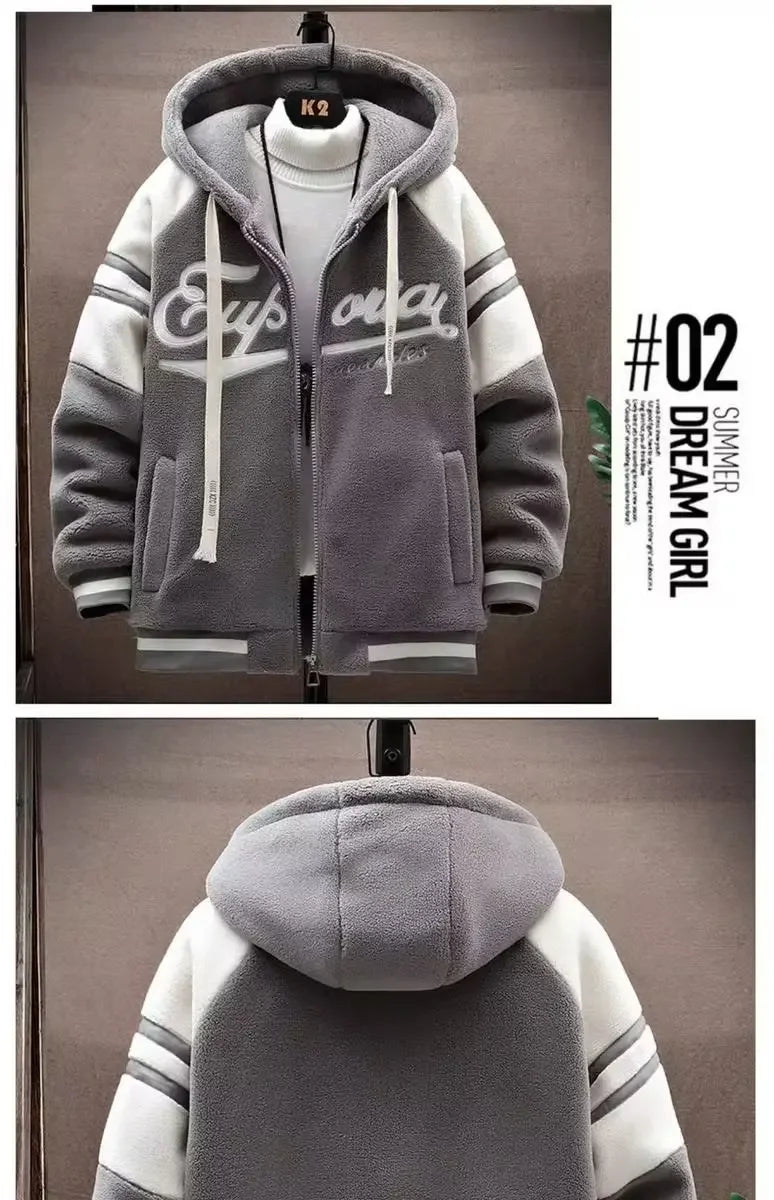 Autumn/winter Cotton Coat Loose-fit Thickened Sweatshirt Zip-up Cardigan Hooded Jacket For Men Youth