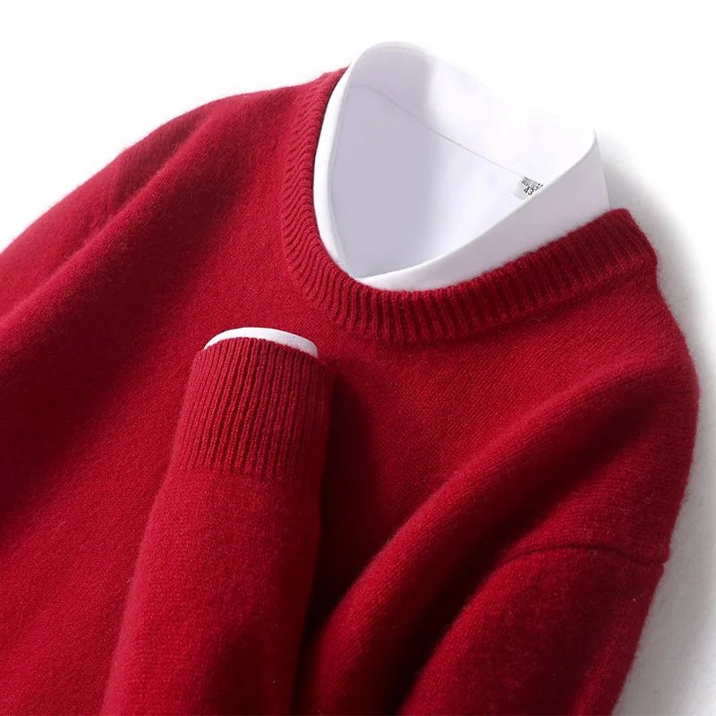 Hot Sale Cashmere Men's Sweater O-Neck Knitted Jumpers Long Sleeve Male Pullover  Soft Warm Woolen Fashion Clothing Big Size