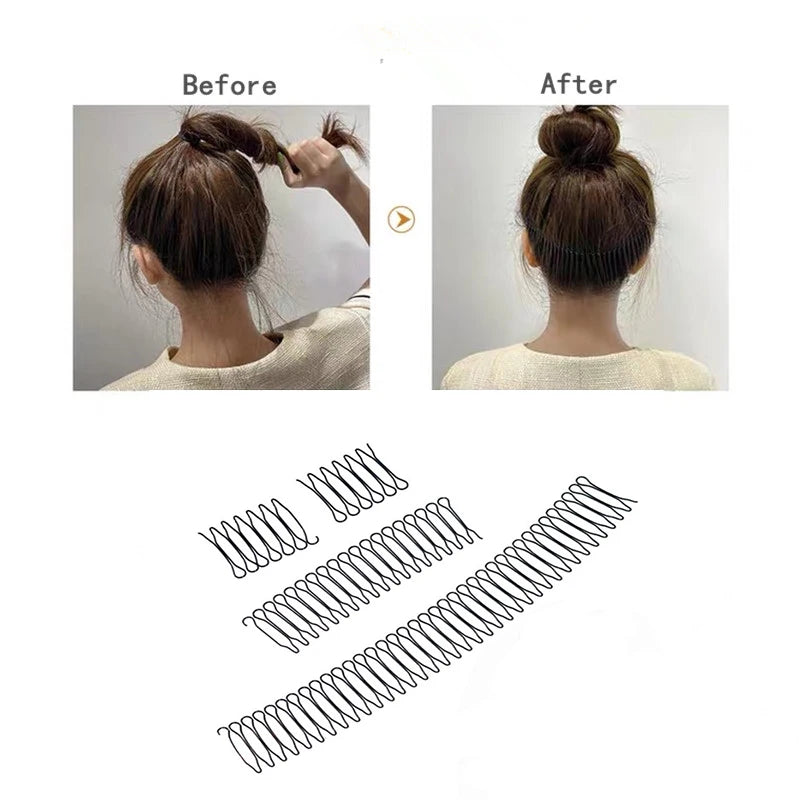 4Pcs Invisible Broken Hair Hairpin Adult Tiara Tools Curve Needle Bangs Black Fixed Insert Comb Professional Styling Accessories