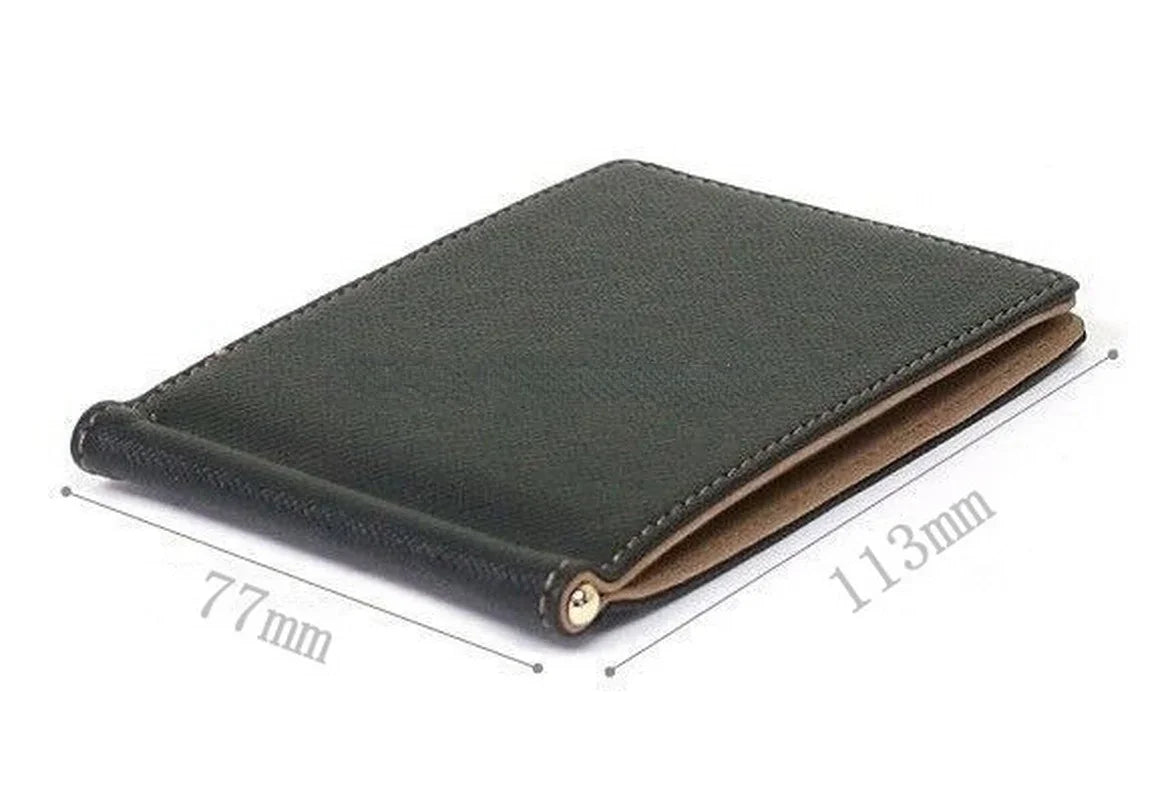 Leather Men Money Clips Metal Solid Wallets Credit Dollar Purses Money Holder portafoglio Wallet for Male Minimalist Card Holder