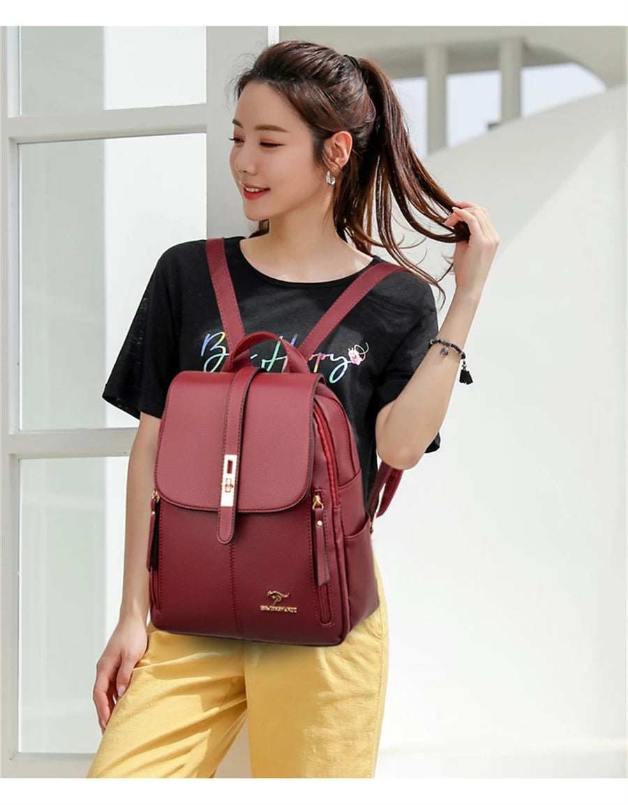 Women Backpack 2024 Leather Backpacks Female Designer Backpack For Girls School Bag High Quality Travel Bagpack Ladies Sac