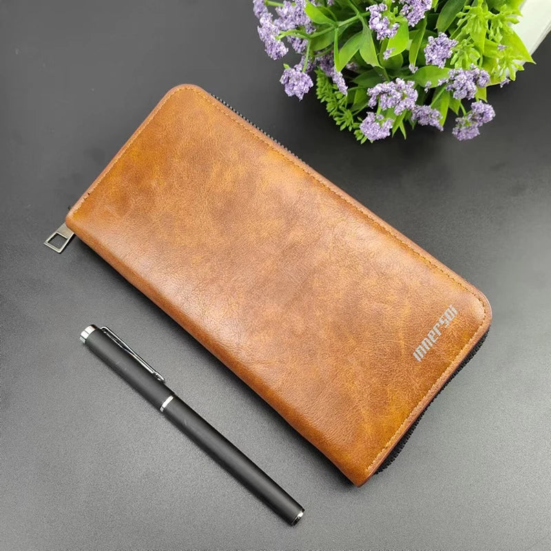 High Quality Men Wallet Long Style Credit Card Holder Male Phone Purse Zipper Large Capacity Brand PU Leather Clutch Bag For Men