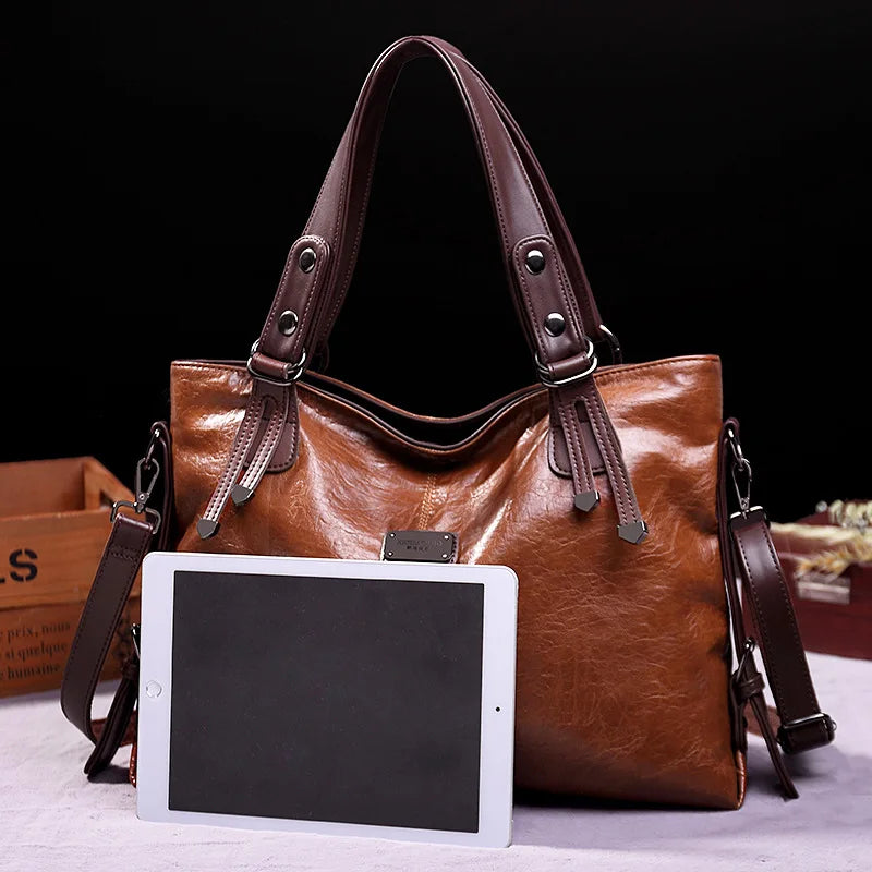 2023 New Fashion Casual Tote Bag Women Handbags Soft Leather Shoulder Bags Vintage Big Capacity Crossbody Hand Bag For Ladies