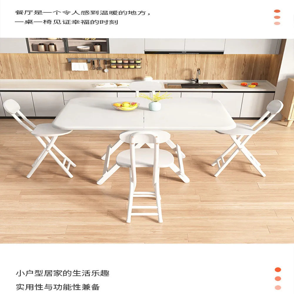 Portable Folding Table 60/70CM Modern Simple Living Room Dinning Set Furniture Solid Wood Restaurant Kitchen Table Folding Chair