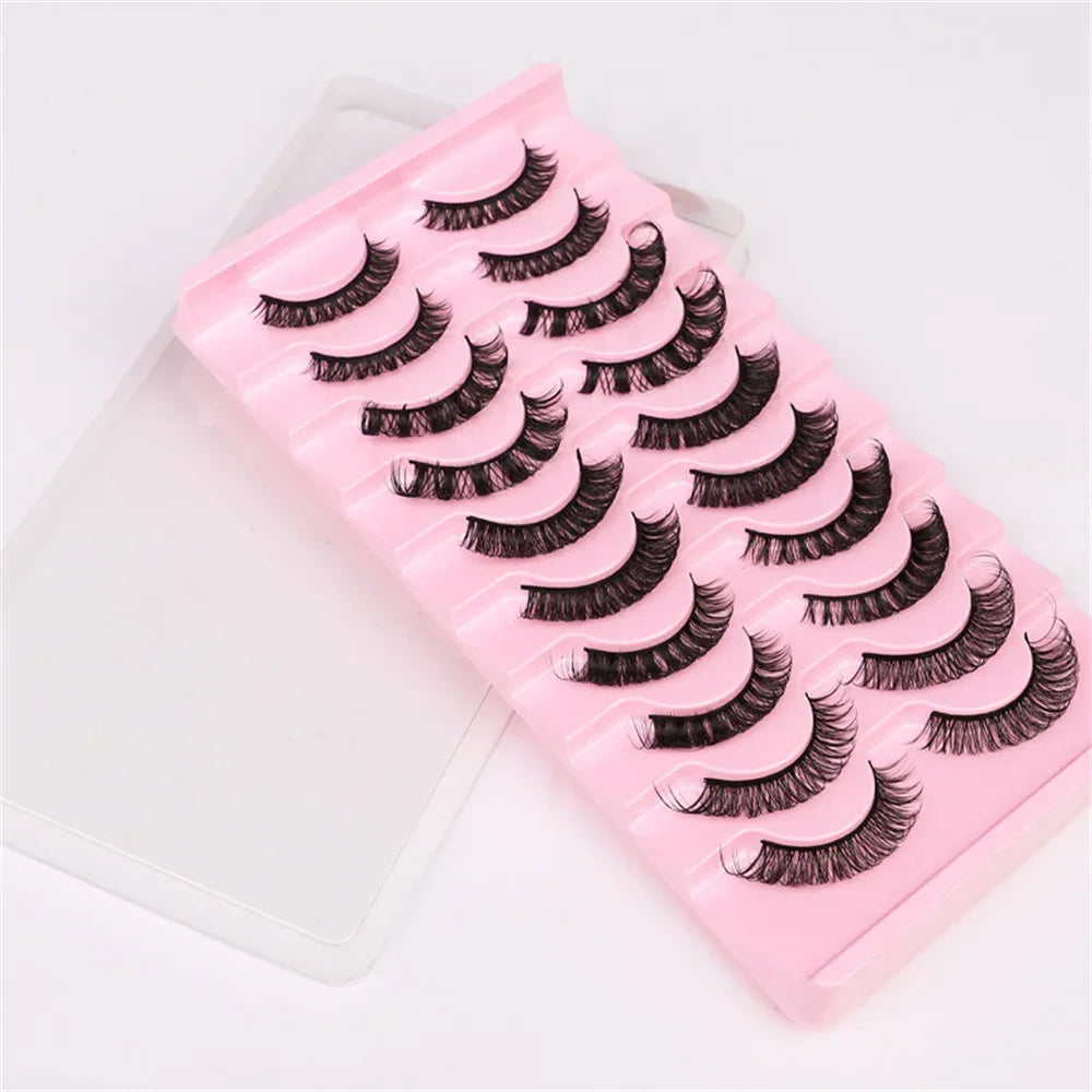 10 Pairs Russian Strip Lashes Fluffy Mink Lashes 3D False Eyelashes Russian Volume Eyelashes Fake Eyelash Extension Make Up