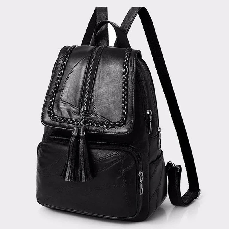 Women Genuine Leather Backpack School Bag Classic Black Waterproof Travel Shoulder Bag Multi-function Backpack Women