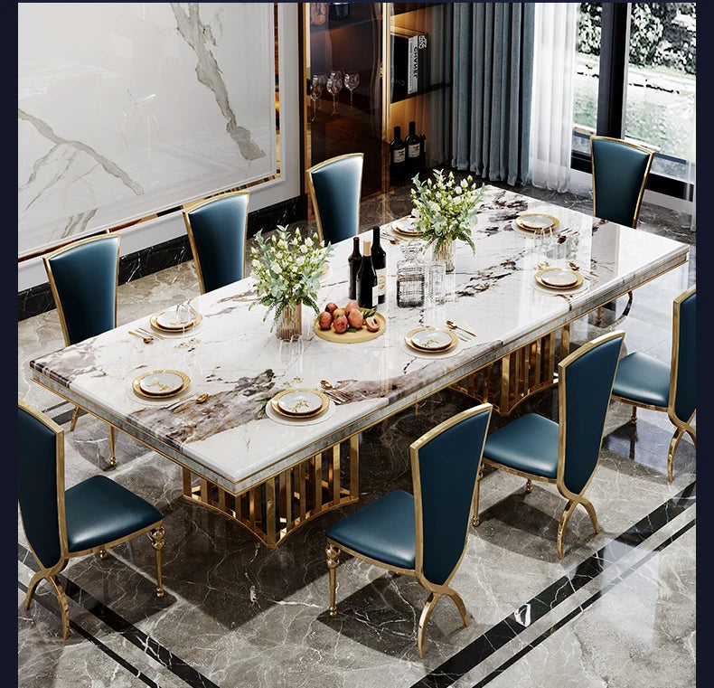 Luxury Modern Dining Table Chair Marble Desk Mobile Kitchen Tables Console Dining Table Mobile Table A Manger Home Furnitures