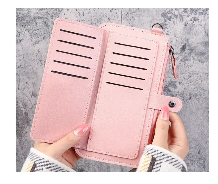 Long Zipper Wallets Coin Cluth Purses Leather Long Wallets Women's Luxury Female Wallet Mini Credit Card Holder Money Bag