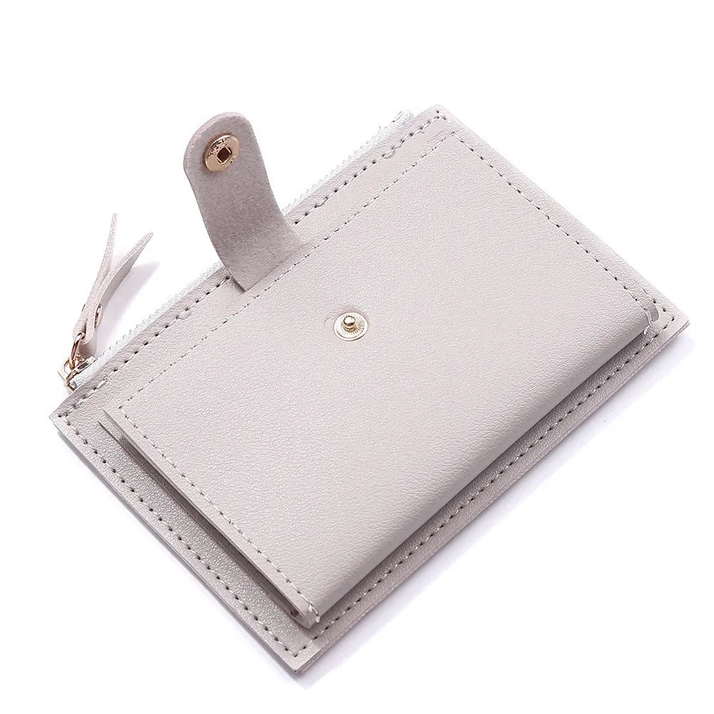 Women Fashion Small Wallet Purse Solid Color PU Leather Mini Coin Purse Wallet Credit Card Holder Bags Zipper Coin Purse