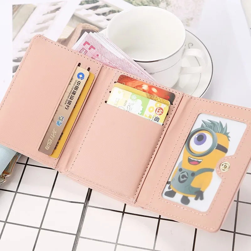 New Fashion Purse Female Short Version of Students Fresh Folding Mini Metal Wallet Cute Purse Lady Coin Purse for Female Lovely