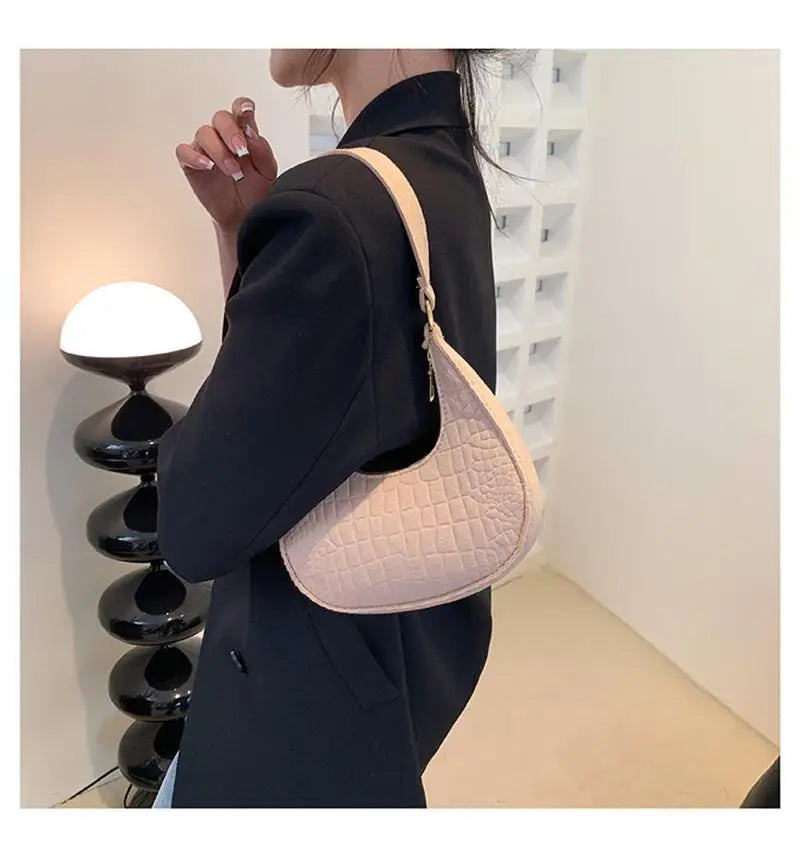 Temperament Handbag Casual Trendy Stone Pattern Shoulder Bag New Single Shoulder Design 2023 Winter Fashion Women'S Underarm Bag