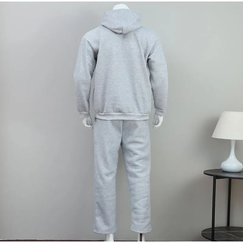 Casual Solid Couple's Hooded Sweatshirt And Loose Sweatpants 2 Piece Suit Male Autumn Jogging Sweatshirt Trousers Outfits Suits