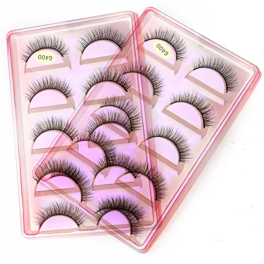 SHIDISHANGPIN 5 Pairs Natural Long Fake Eyelashes HandMade Light Soft Eyelash Wispy Extension False Lashes Bulk Makeup Tools