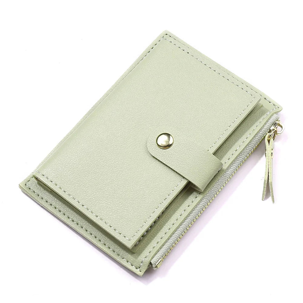 Women Fashion Small Wallet Purse Solid Color PU Leather Mini Coin Purse Wallet Credit Card Holder Bags Zipper Coin Purse