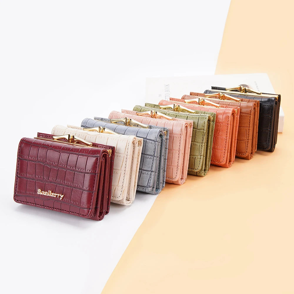 Baellerry New Women Short Wallet Brand Card Holder Simple Coin Pocket High Quality Female Purse Crocodile Pattern Women's Wallet