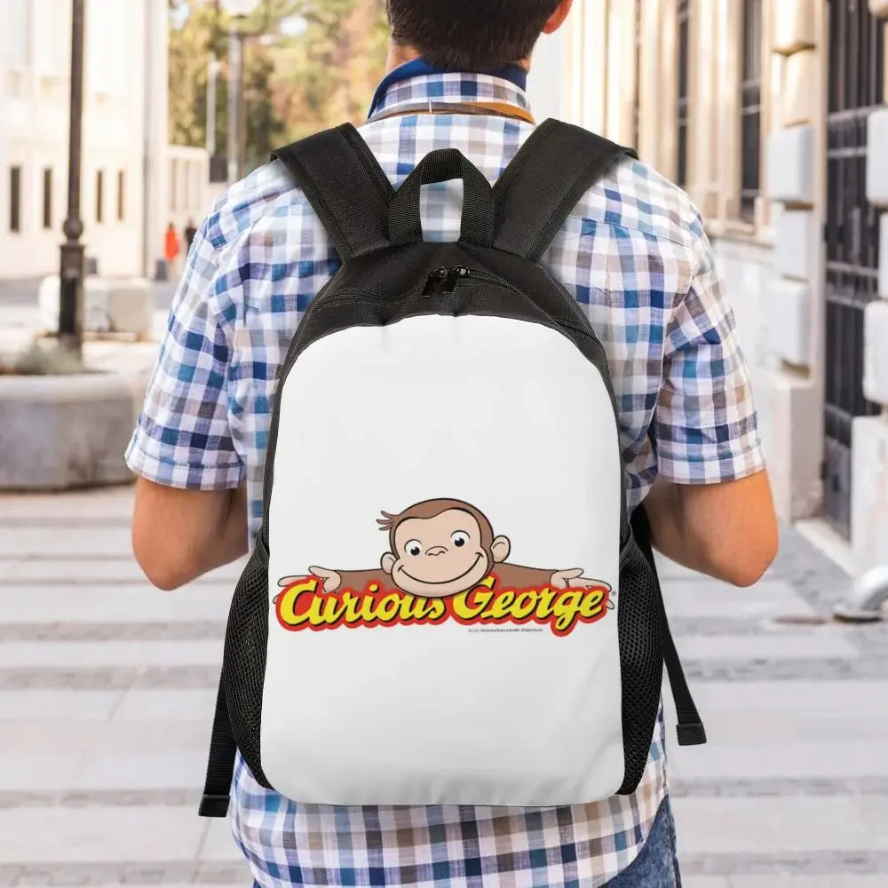 Customized Curious George Backpacks Women Men Casual Bookbag for School College Monkey Bags