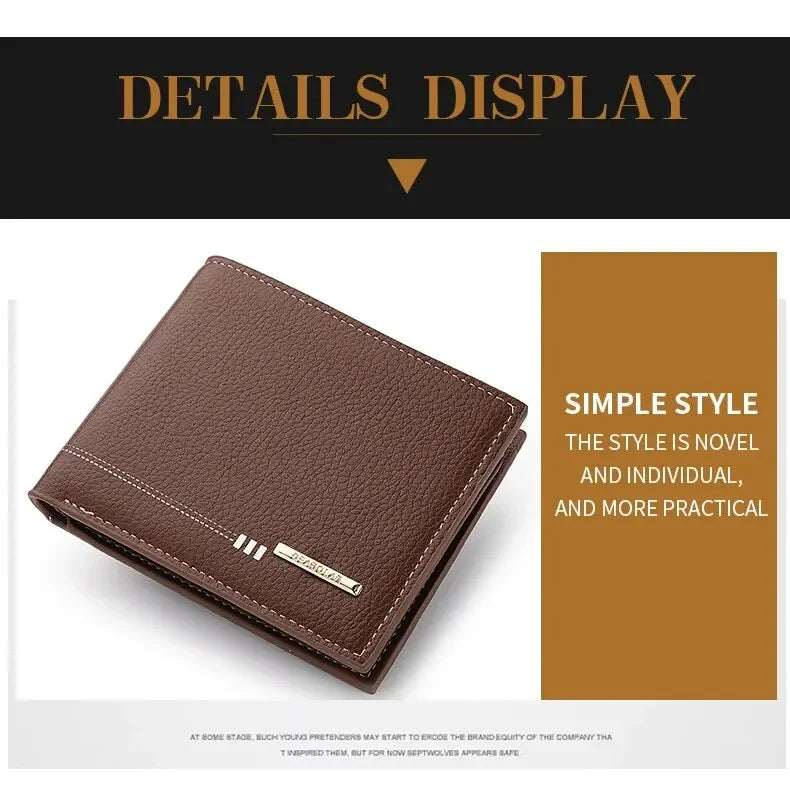 New Men's Wallet Credit Card Holder Zipper Coin Purse High-Quality Lychee Pattern Business Short Wallet for Men Business Wallet