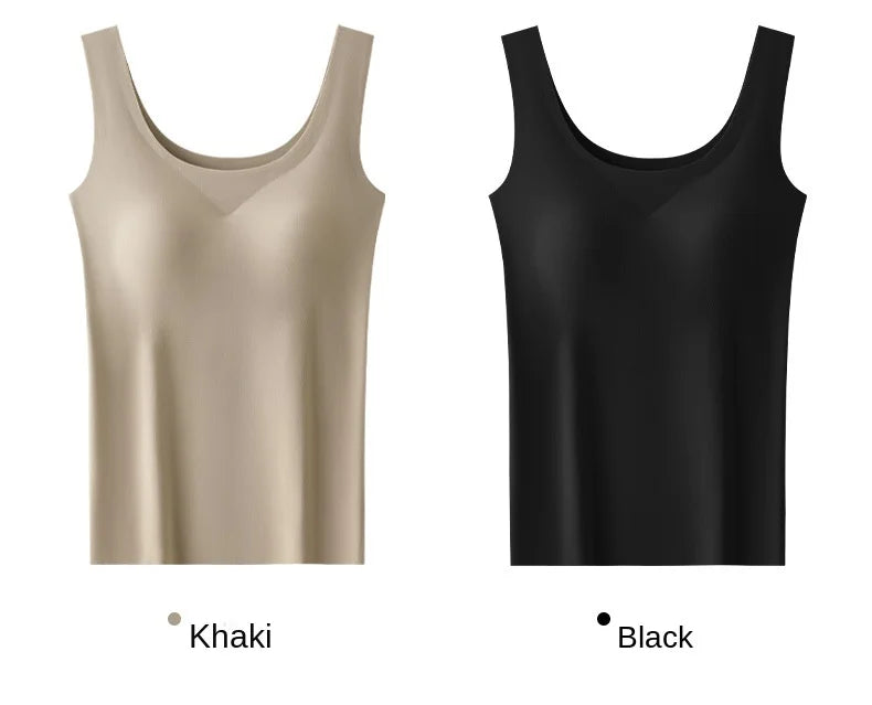 2PCS/Lot Silk Seamless Tank Top with Fixed Chest Pad Women's Camisole Top Sleeveless Inner Outerwear Camison Verano High Strecth