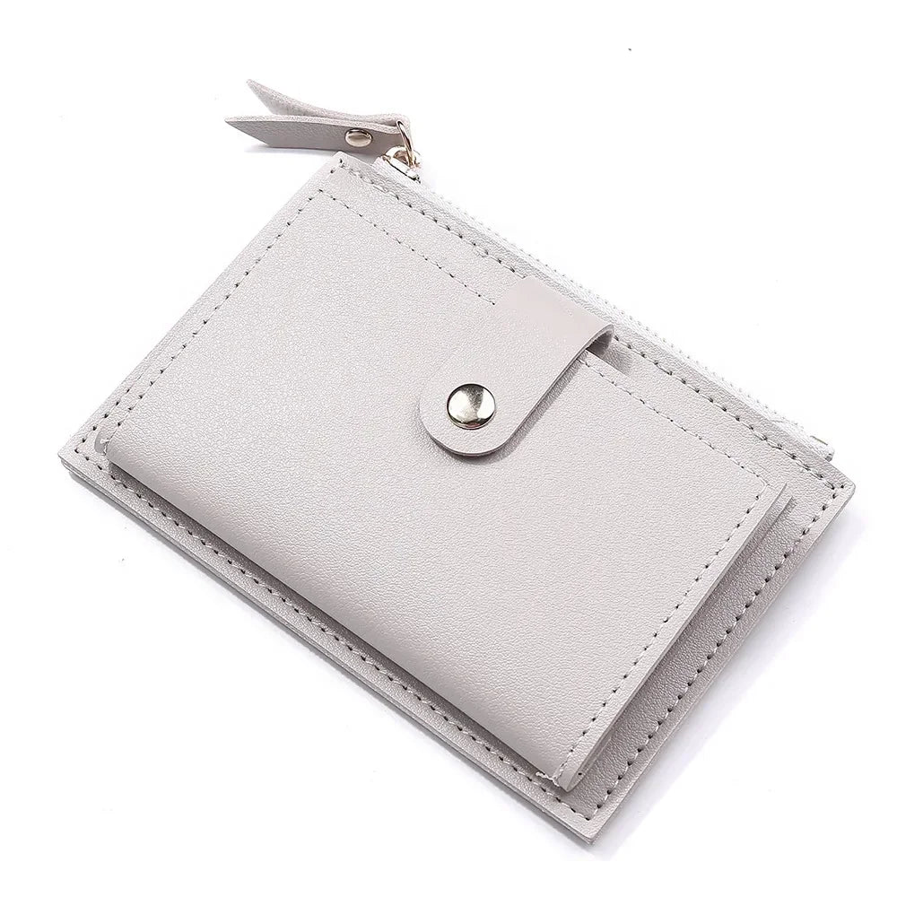 Portefeuilles tendance en cuir pour femmes, mini porte-monnaie solide, porte-cartes, petit portefeuille fin